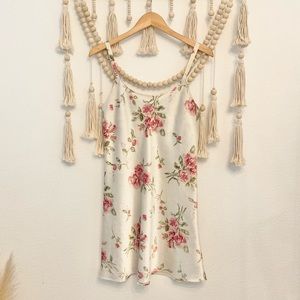 Satin nightie floral cream slip dress lingerie sleepwear medium Valentine’s Day